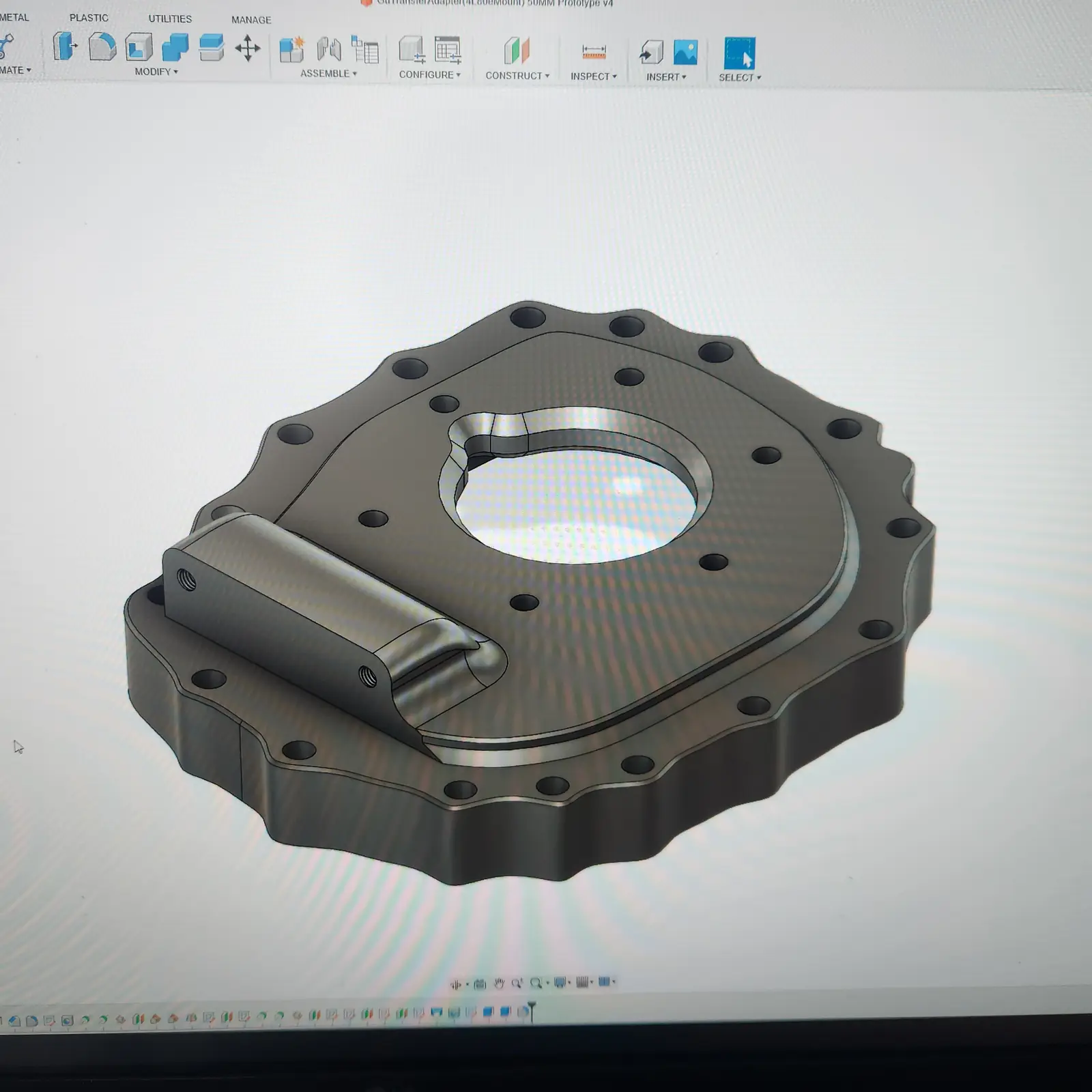 3D CAD model of the transfer case adapter plate